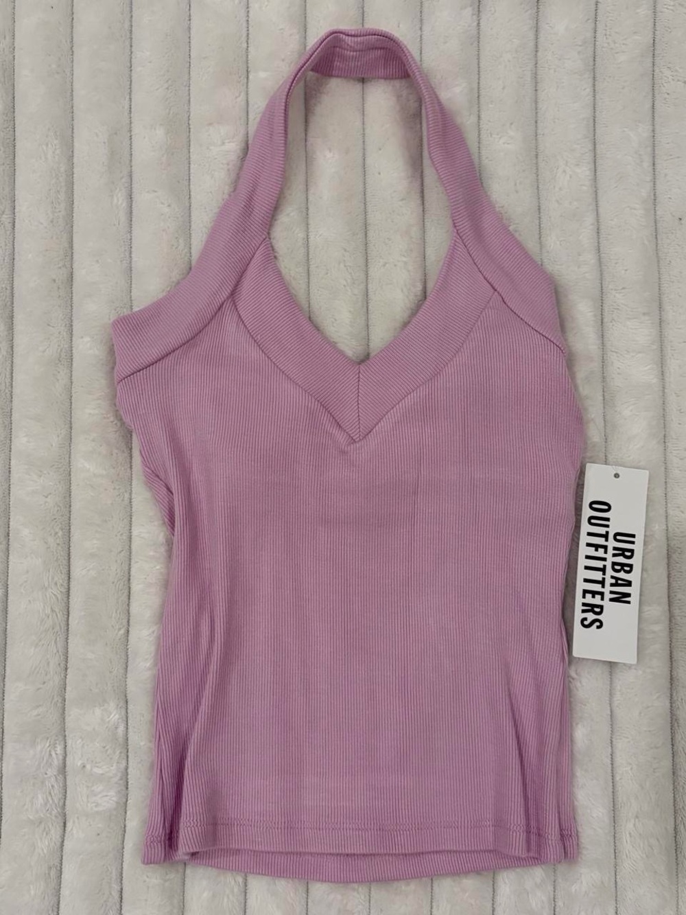 Urban Outfitters Lavender Ribbed Halter V-Neck Tank Top